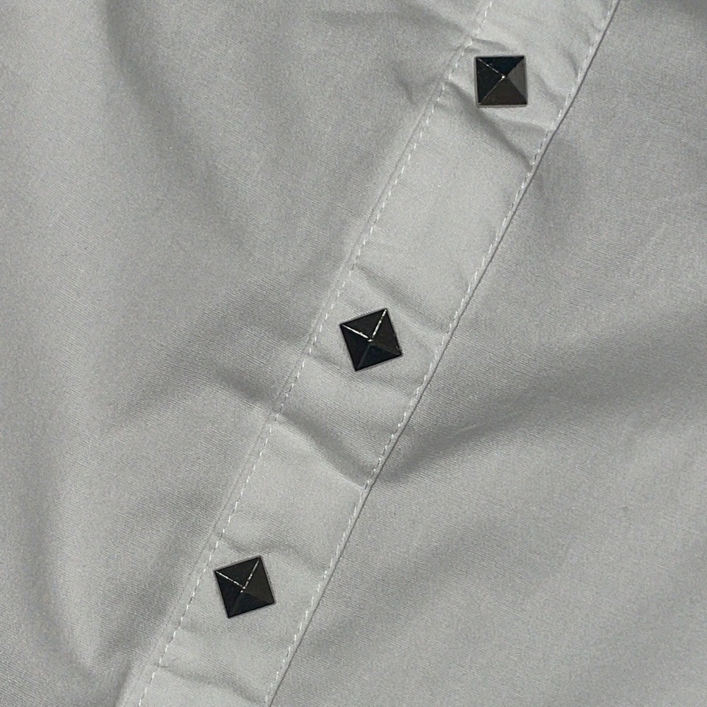 NEW Dereon White Stretch Poplin Snap down shirt ruffle sleeve PLUS 1X - Picture 8 of 15
